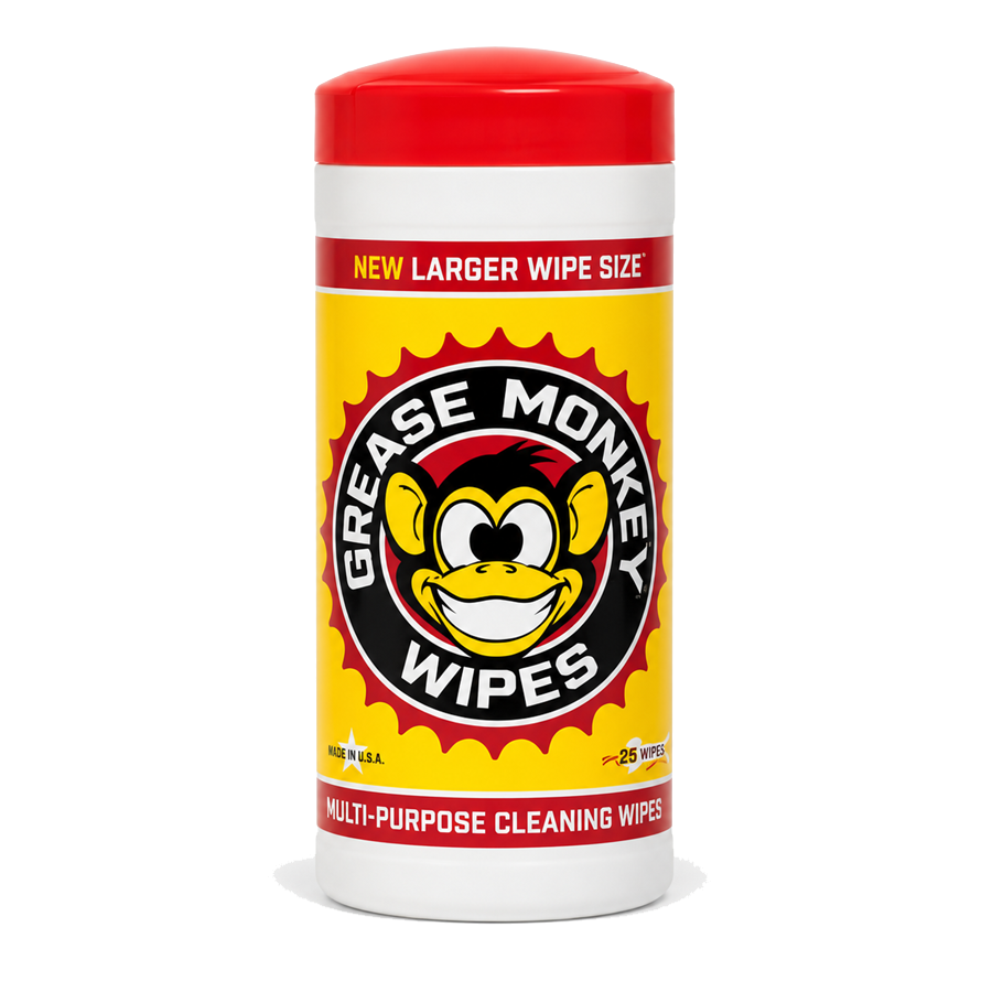 Grease Monkey Wipes 25-count canister of heavy-duty cleaning wipes